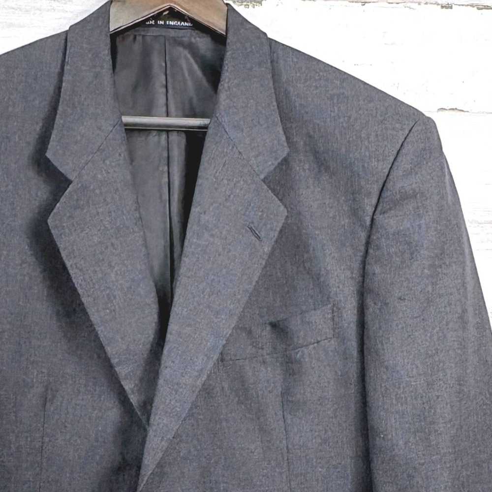 Alexandre of England Blazer 80s Vintage‎ 42R Gray Wool Made in England Jacket